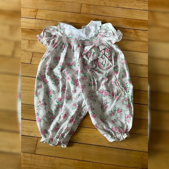 NWT Vintage floral girls one piece with matching booties